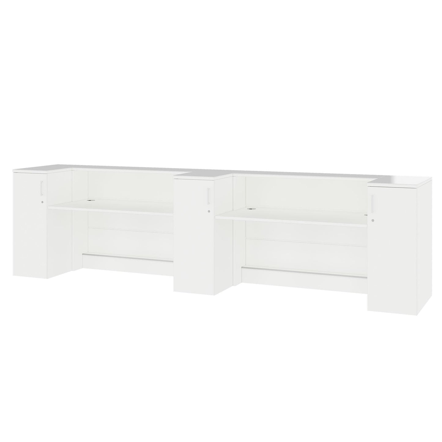 NOVUM Empfangstheke | 3600 - 4400 mm, Multicolor-LED-Beleuchtung, Weiß