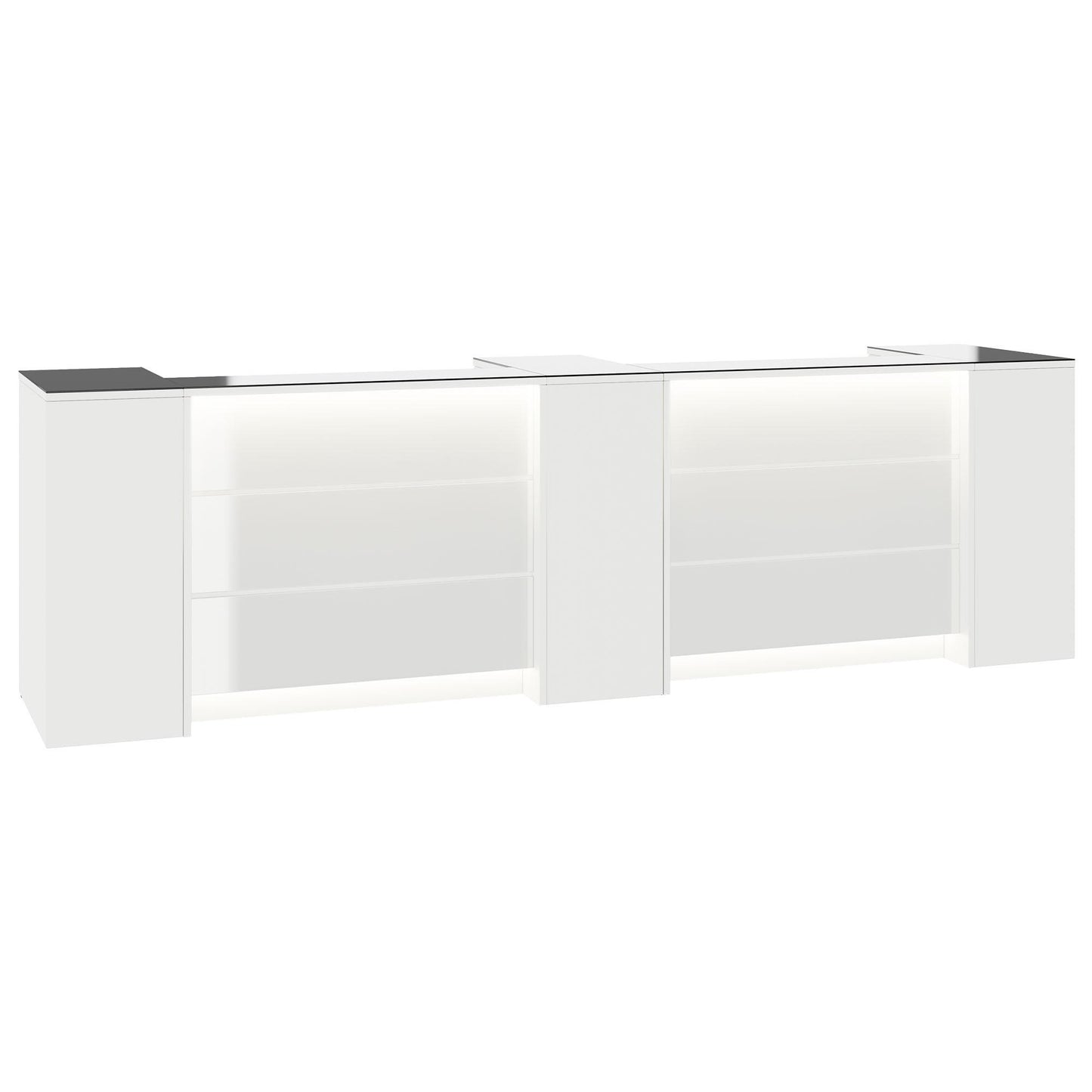 NOVUM Empfangstheke | 3600 - 4400 mm, Multicolor-LED-Beleuchtung, Weiß