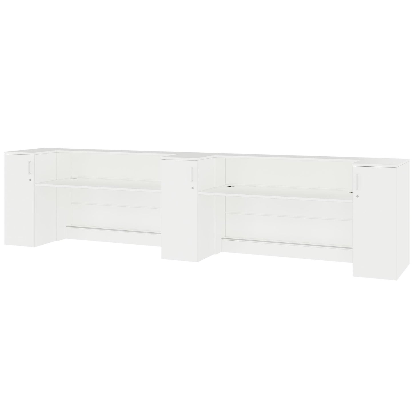 NOVUM Empfangstheke | 3600 - 4400 mm, Multicolor-LED-Beleuchtung, Weiß