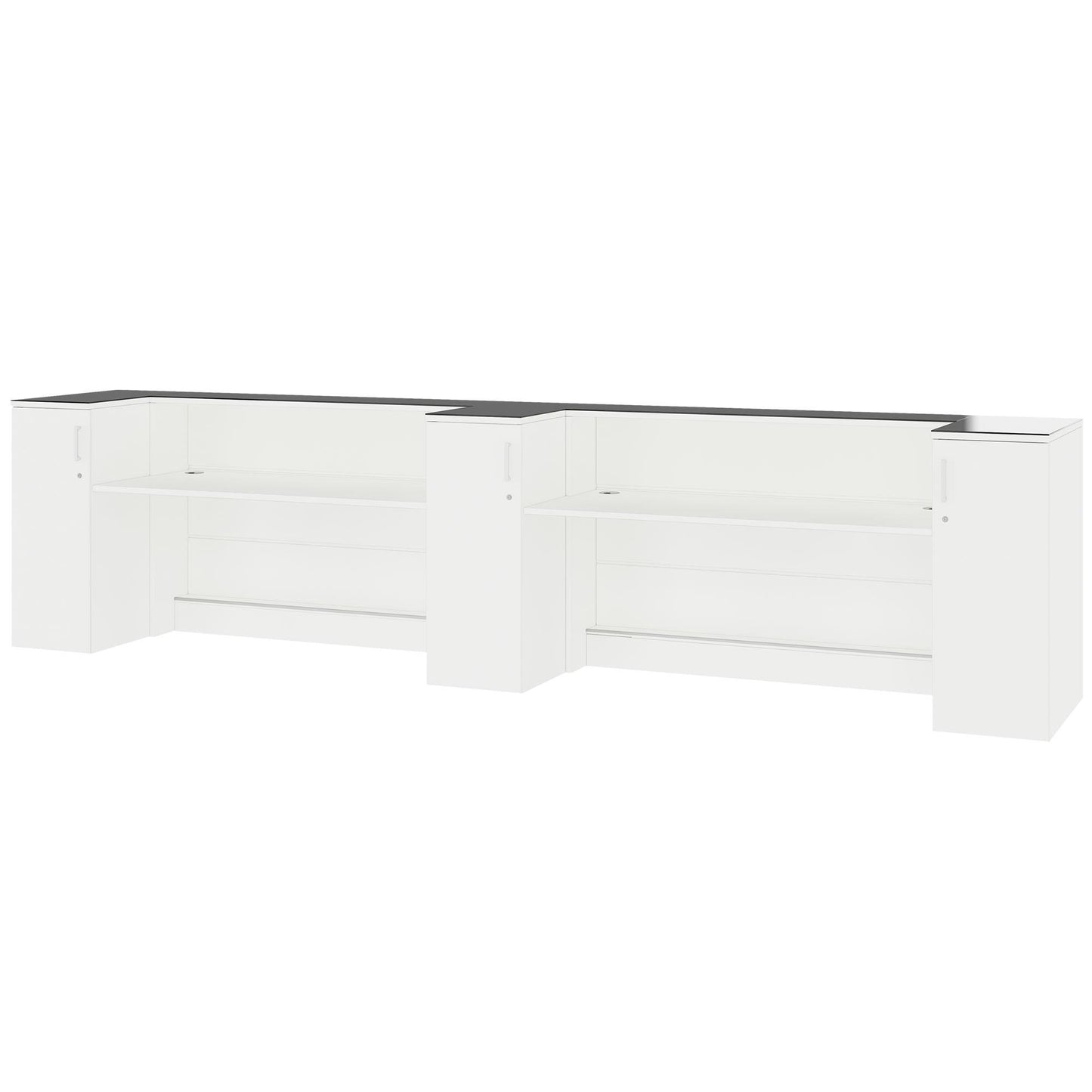 NOVUM Empfangstheke | 3600 - 4400 mm, Multicolor-LED-Beleuchtung, Weiß