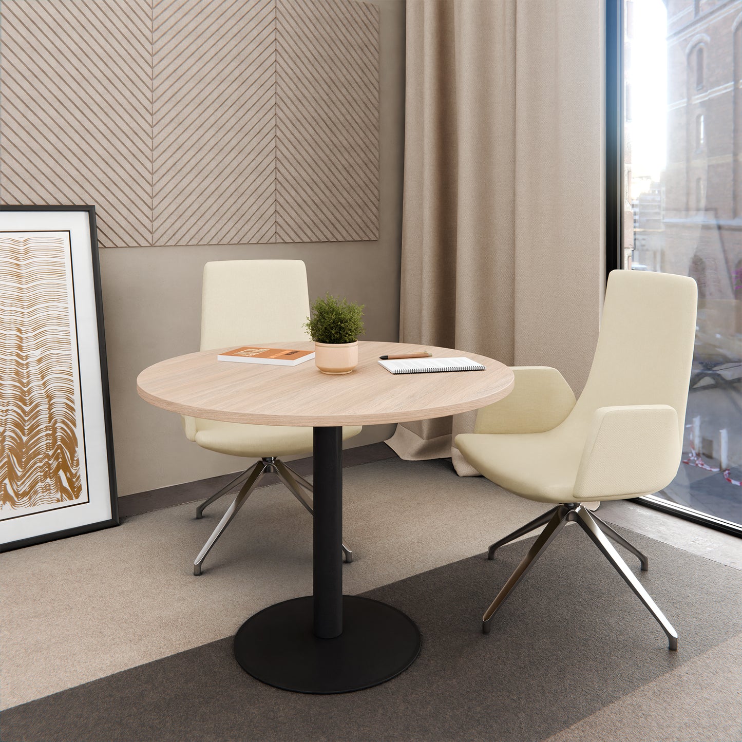 OPTIMA meeting table | Round, Ø800-1500 mm, amber oak