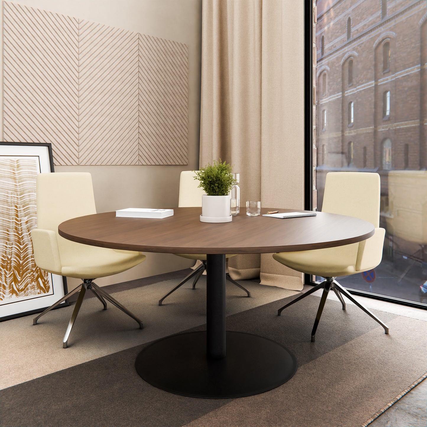 OPTIMA conference table | Round, Ø800-1500 mm, walnut