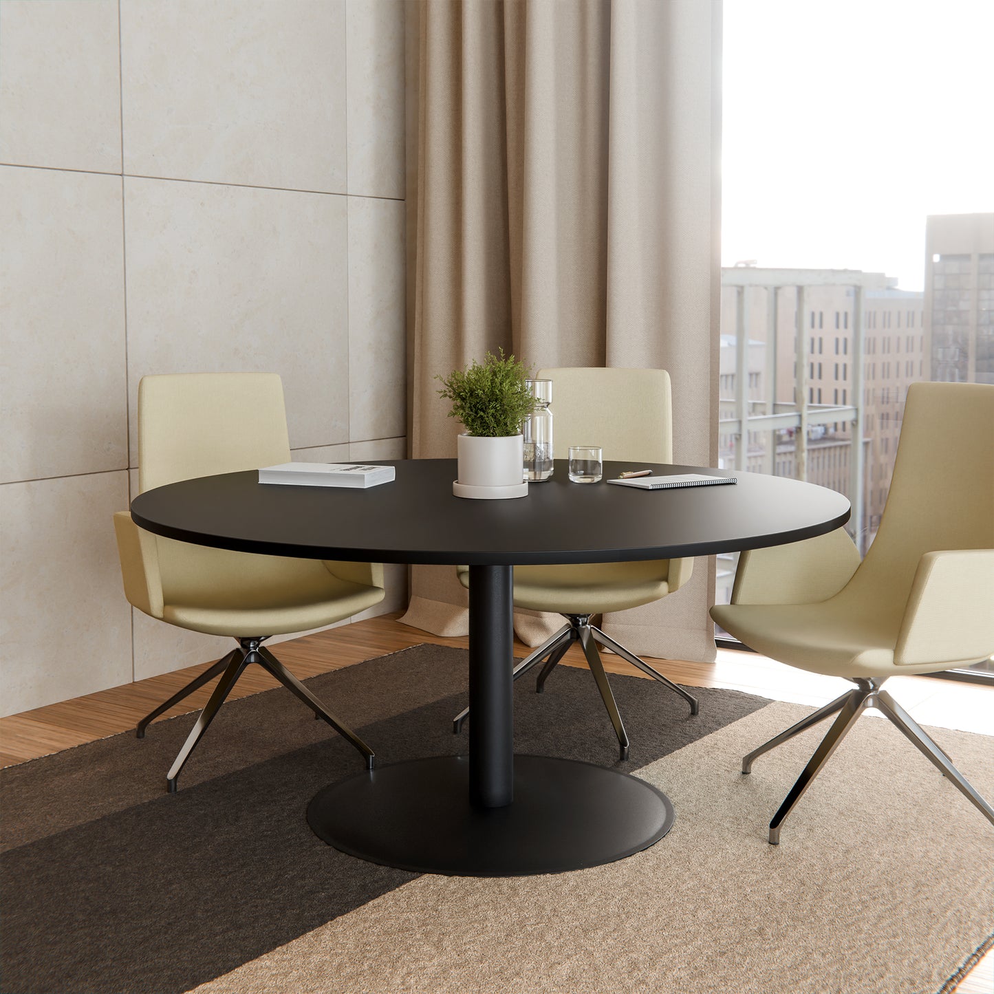 OPTIMA meeting table | Round, Ø800-1500 mm, black