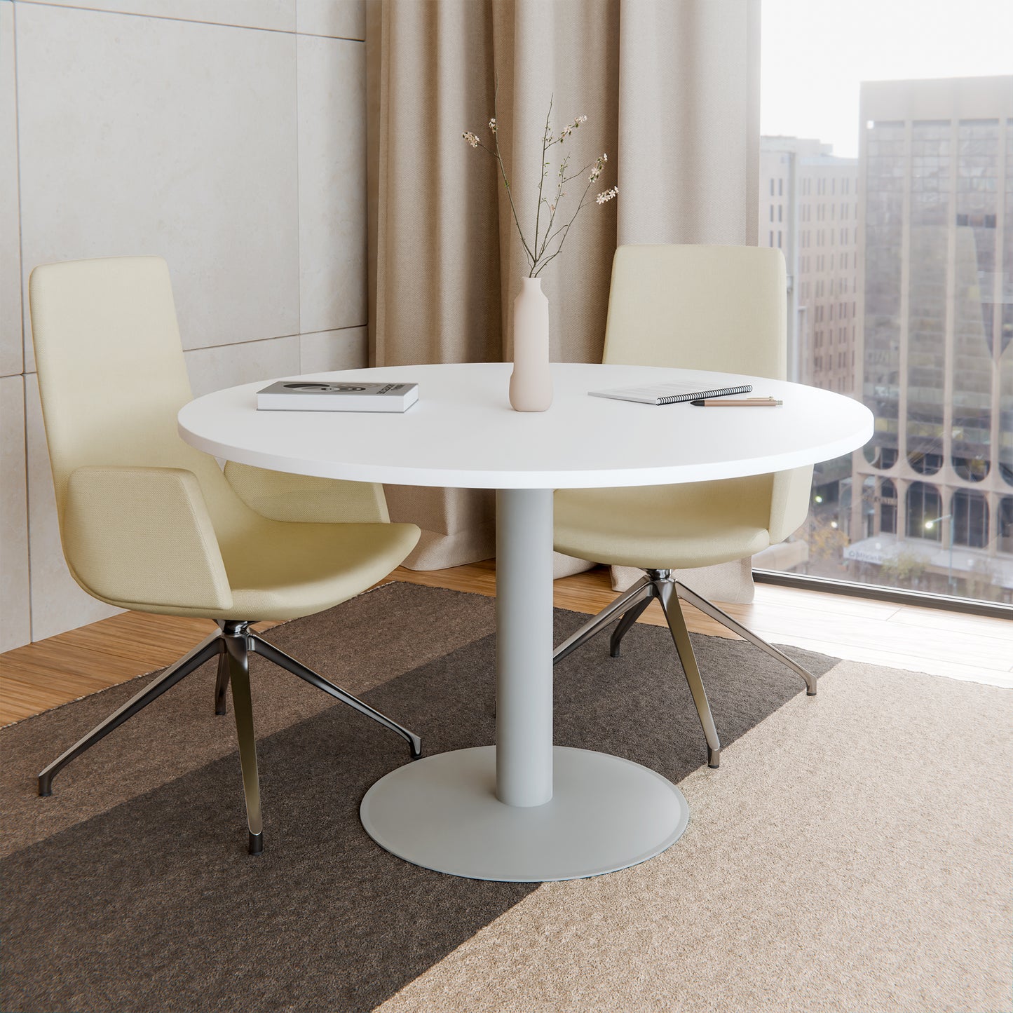 OPTIMA Besprechungstisch | Rund, Ø800-1500 mm, Weiß