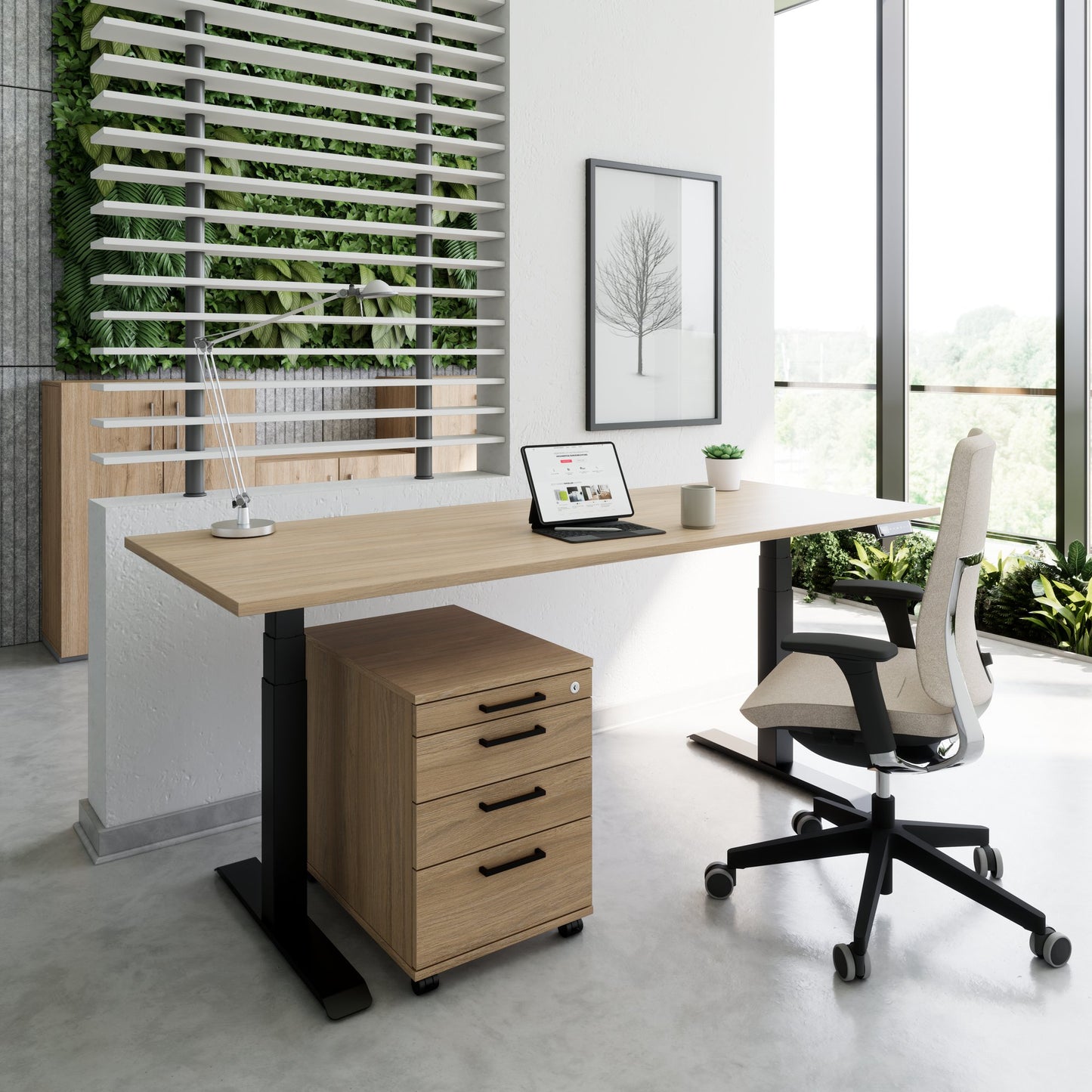 OPTIMA PRO Roll container | 3 metal drawers + 1 small parts, soft close, amber oak