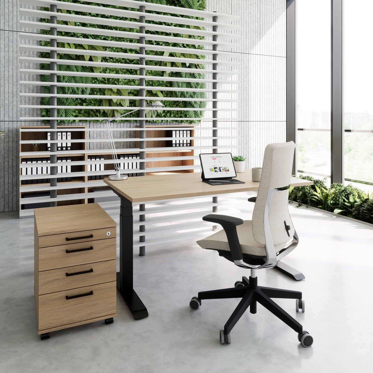 OPTIMA PRO Roll container | 3 metal drawers + 1 small parts, soft close, amber oak