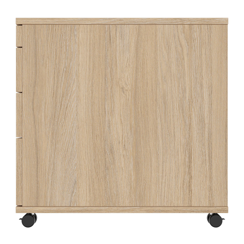 OPTIMA PRO Conteneur en rouleau | 3 tiroirs métalliques + 1 petites pièces, fermeture douce, chêne ambre
