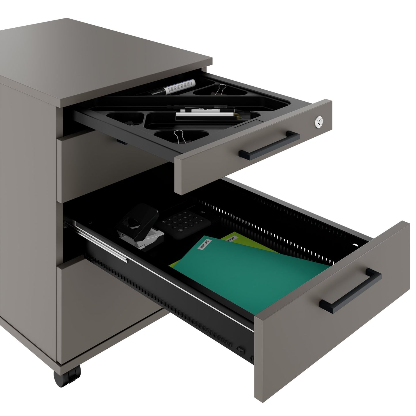 OPTIMA PRO Roll container | 3 metal drawers + 1 small parts, soft close, cubanite gray