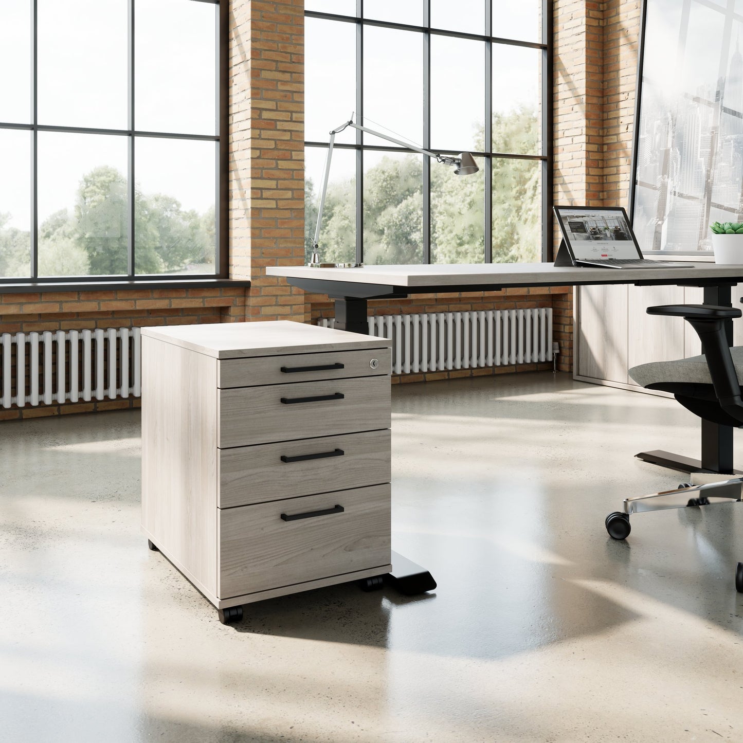 OPTIMA PRO Roll container | 3 metal drawers + 1 small parts, soft close, north oak gray