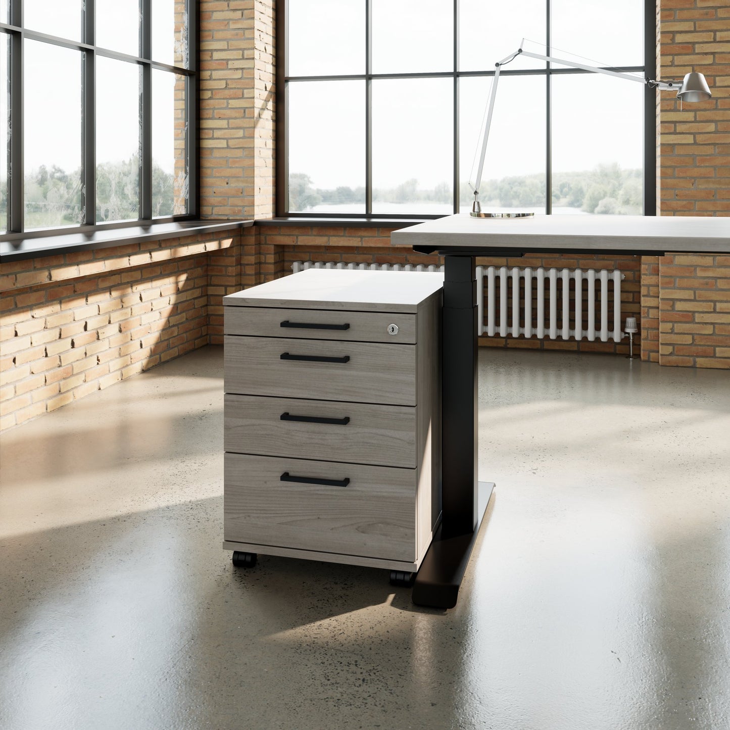 OPTIMA PRO Roll container | 3 metal drawers + 1 small parts, soft close, north oak gray