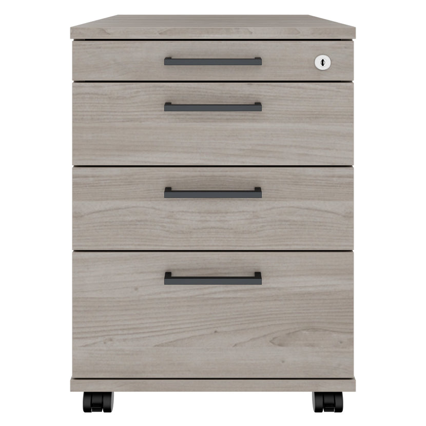 OPTIMA PRO Rollcontainer | 3 Metallschubladen + 1 Kleinteilefach, Soft Close, Nordeiche grau