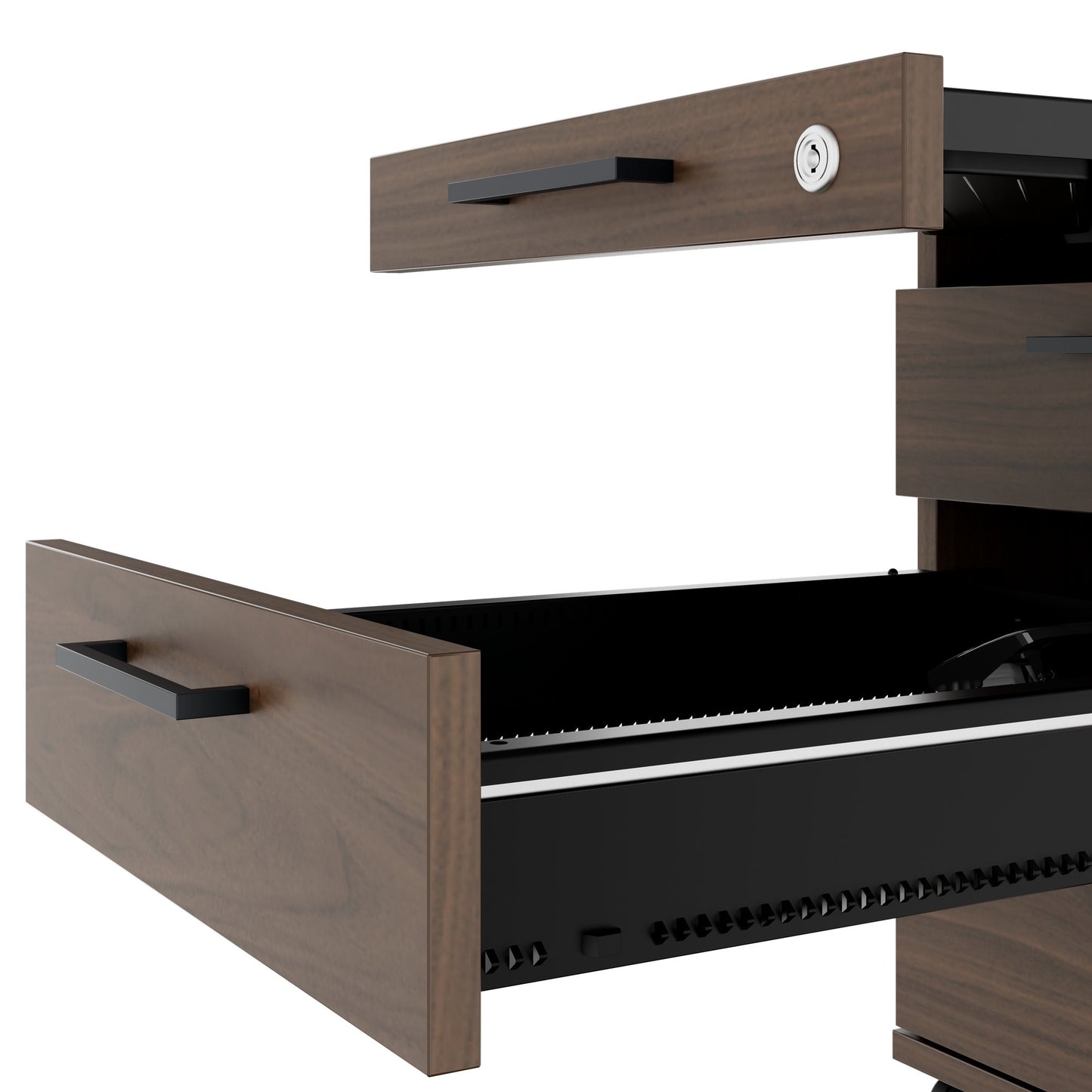 OPTIMA PRO Roll container | 3 metal drawers + 1 small parts, soft close, walnut
