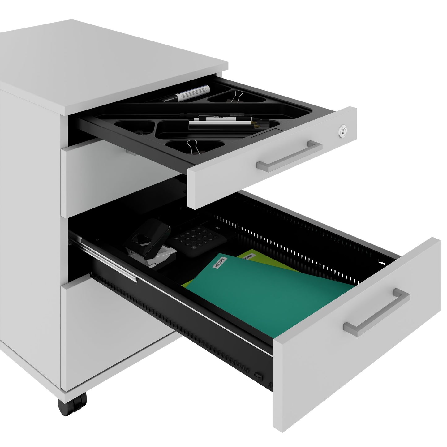 OPTIMA PRO Roll container | 3 metal drawers + 1 small parts, soft close, pearl gray