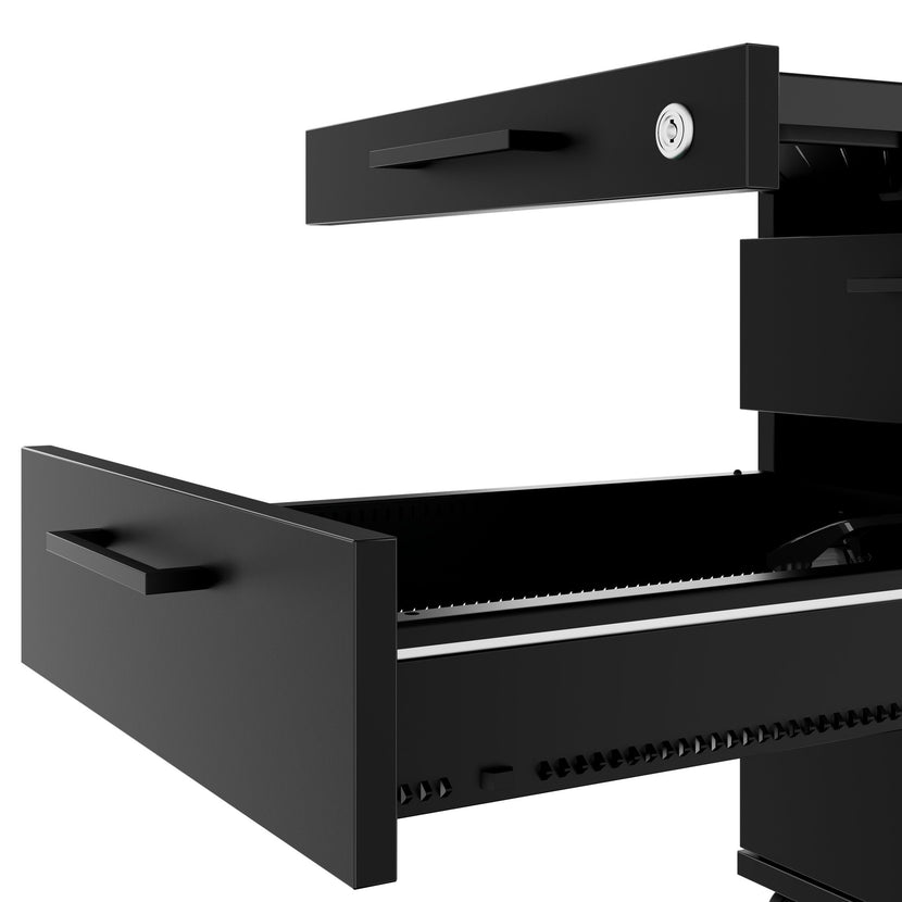 OPTIMA PRO Conteneur en rouleau | 3 tiroirs métalliques + 1 petites pièces, ferme douce, noir