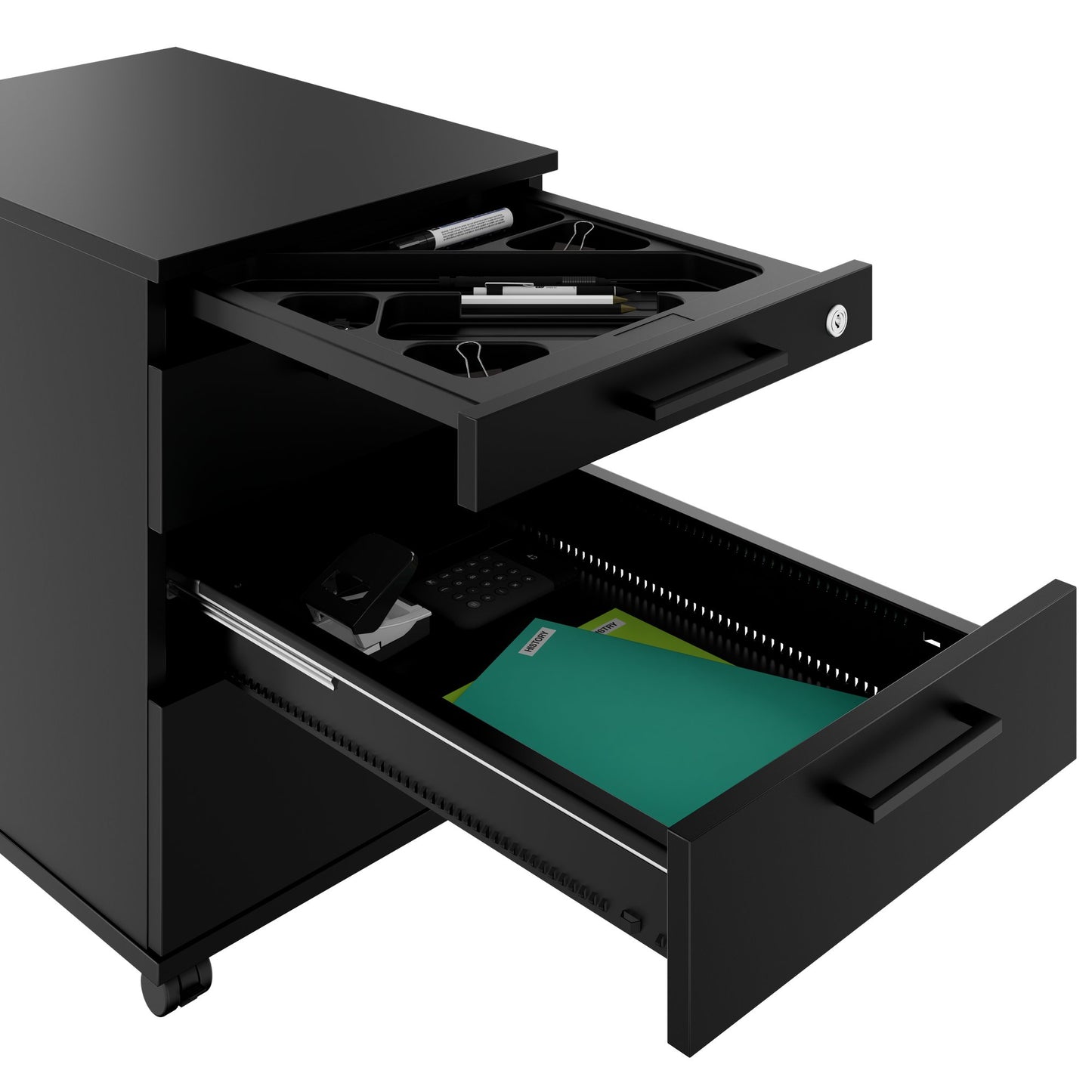 OPTIMA PRO Roll container | 3 metal drawers + 1 small parts, soft close, black