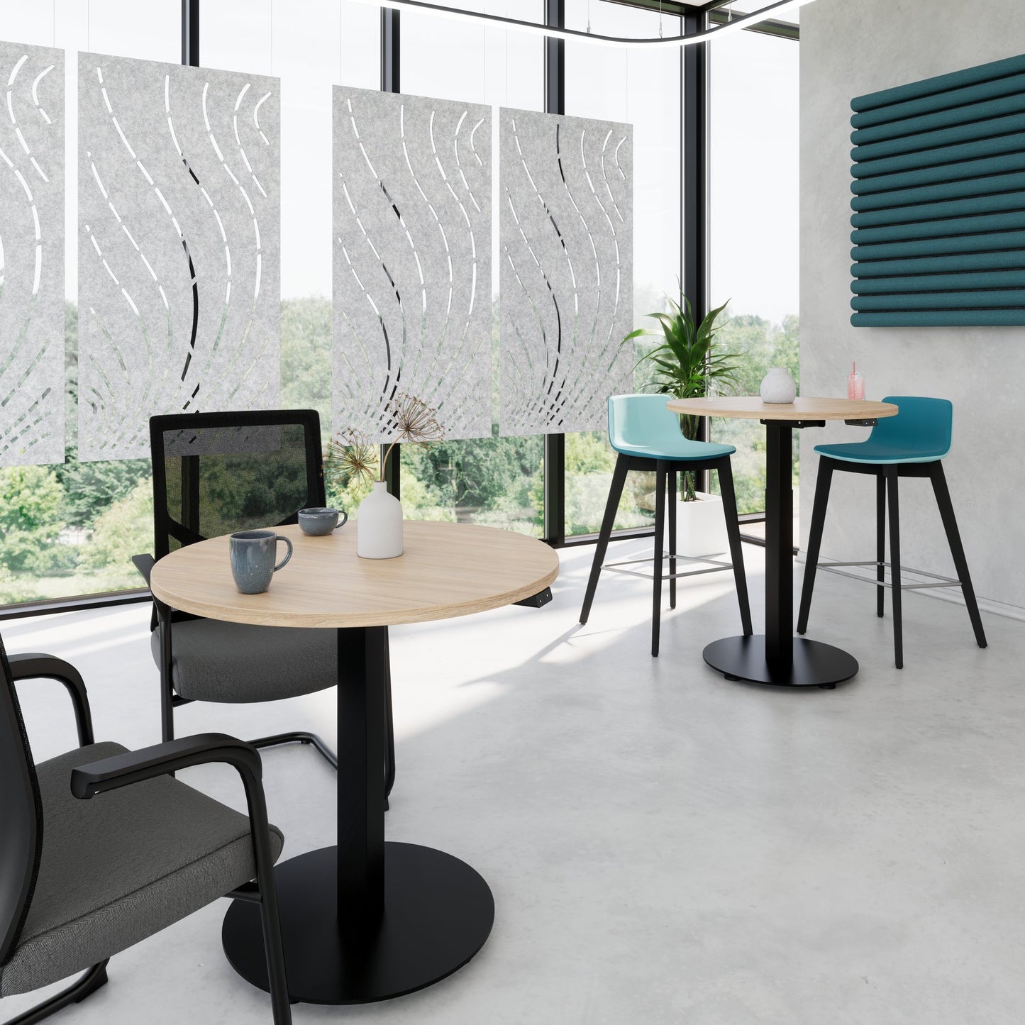 OPTIMA Tabella delle riunioni su | Ø 800 mm, rotondo rotondo elettricamente in altezza, quercia ambra