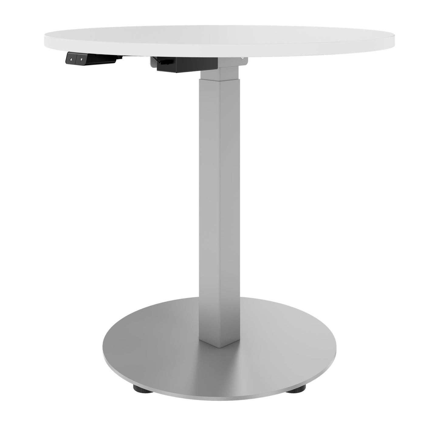 OPTIMA UP Besprechungstisch | Ø 800 mm, rund, elektrisch höhenverstellbar, Weiß