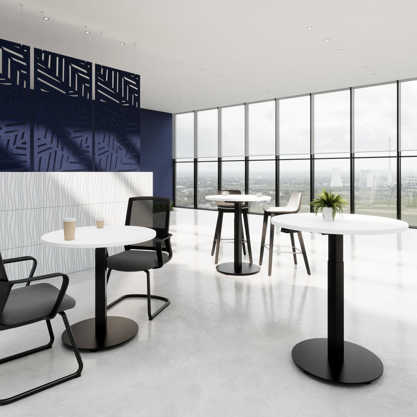 OPTIMA Up meeting table | Ø 800 mm, round, electrically height adjustable, white