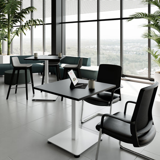 OPTIMA UP Besprechungstisch | 800 x 800 mm, elektrisch höhenverstellbar, Schwarz