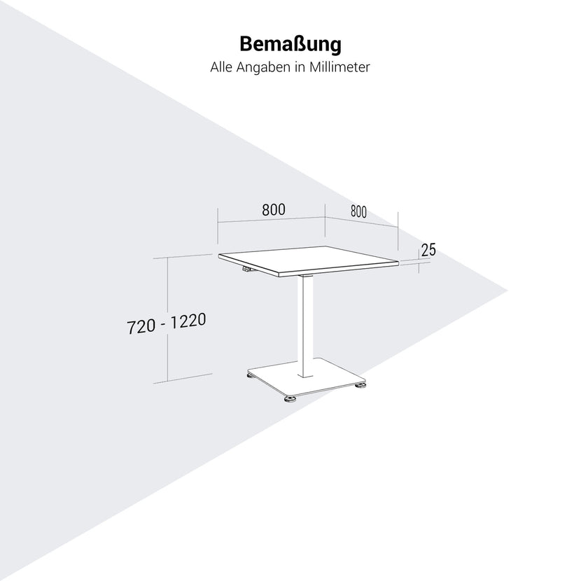 OPTIMA Tabella delle riunioni su | 800 x 800 mm, regolabile in altezza elettricamente, nero