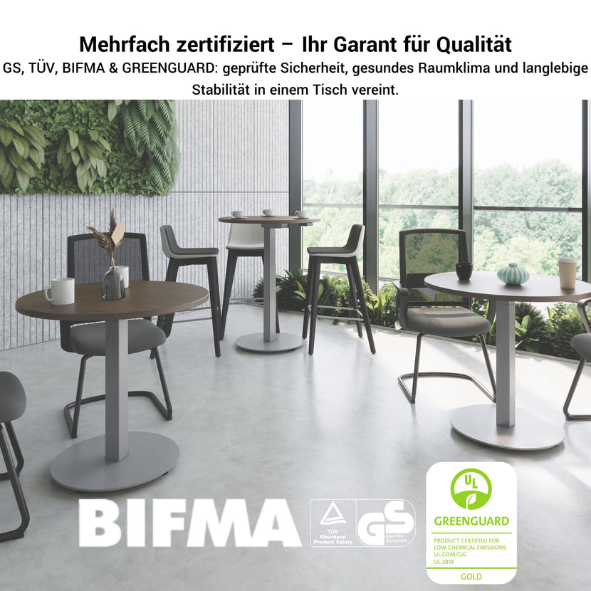 OPTIMA Tabella delle riunioni su | 800 x 800 mm, regolabile in altezza elettricamente, nero