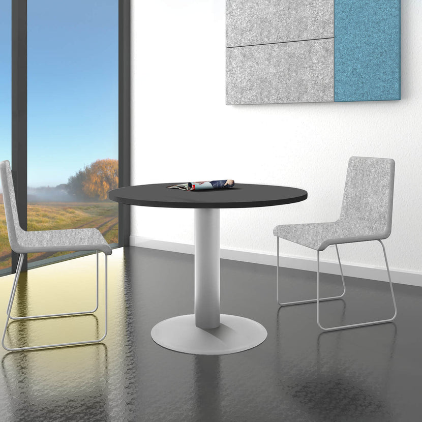 OPTIMA Tabella delle riunioni | Round, cornice argento, Ø 1000 mm, antracite