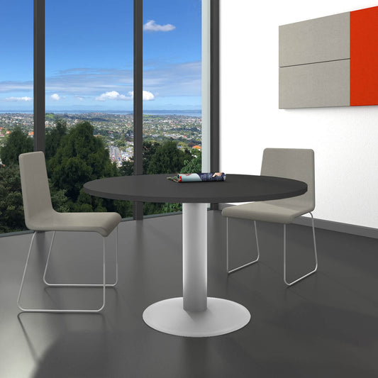 OPTIMA Tableau de réunion | Rond, cadre en argent, Ø 1200 mm, anthracite