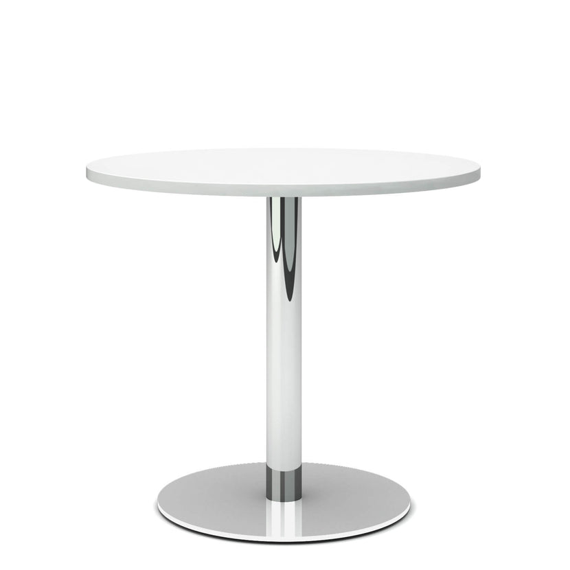 OPTIMA Tabella delle riunioni | Rotondo, cornice cromo, Ø 800 mm, bianco