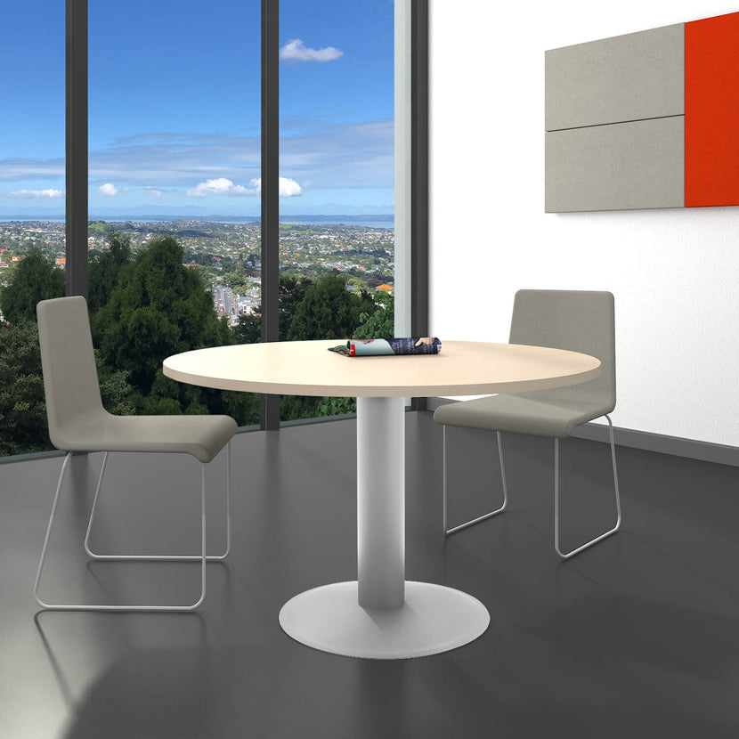 OPTIMA Tableau de réunion | Round, cadre argenté, Ø 1200 mm, érable