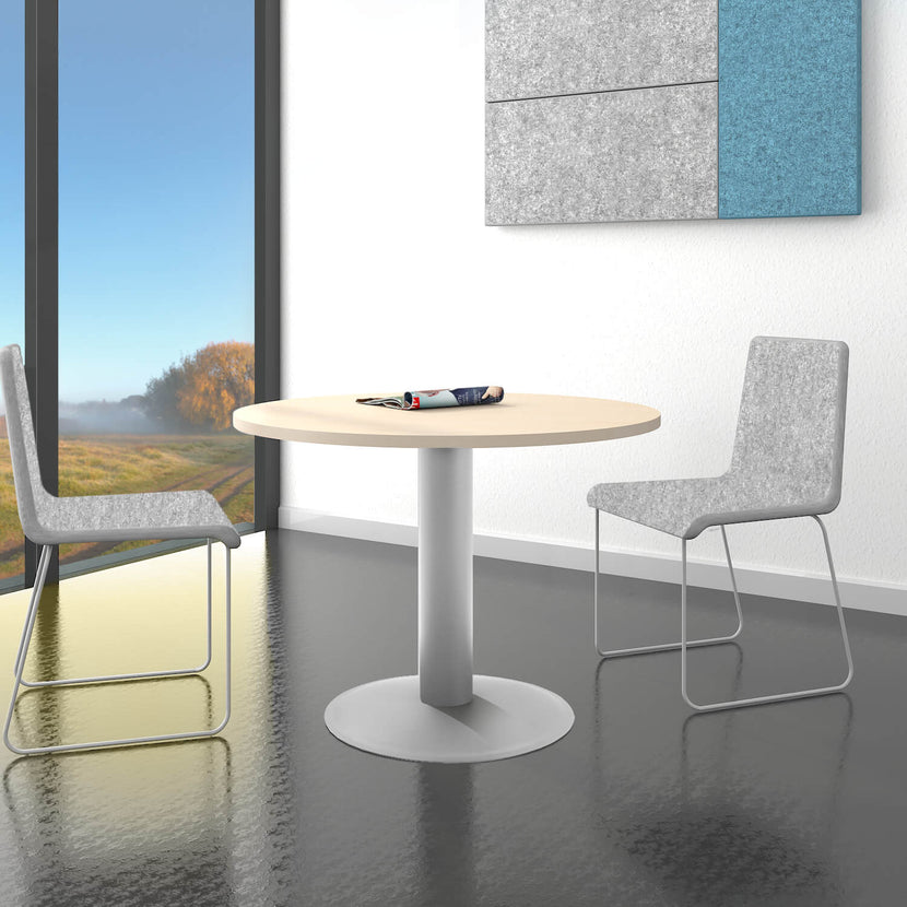 OPTIMA Tableau de réunion | Rond, cadre argent, Ø 1000 mm, érable