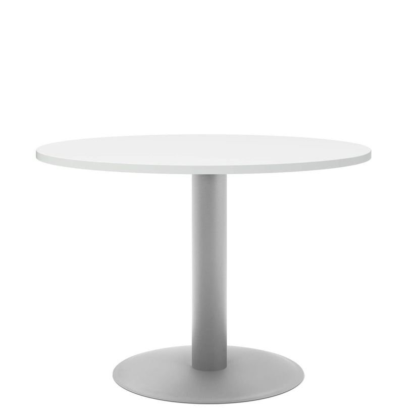 OPTIMA Tableau de réunion | Cadre en argent rond, Ø 1000 mm, blanc