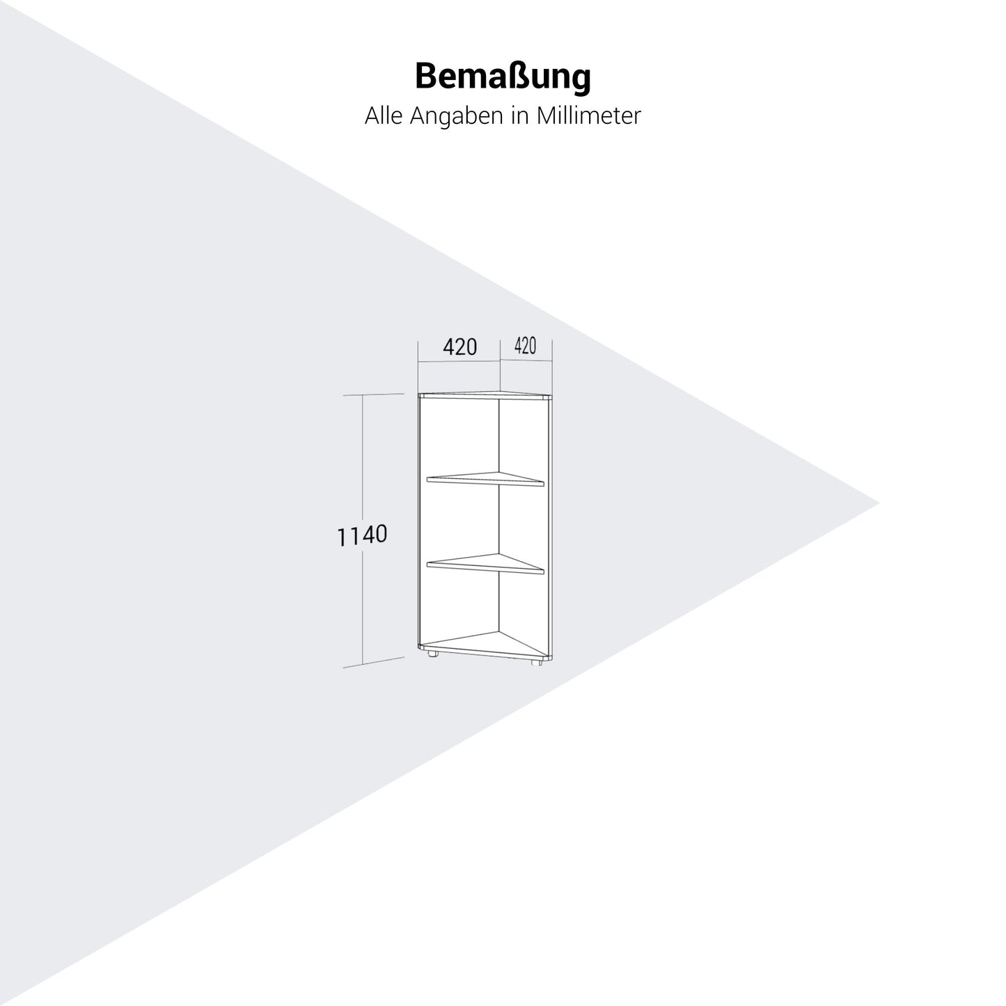 PRO Étagère d'angle | 3 oh, 420 x 1140 mm