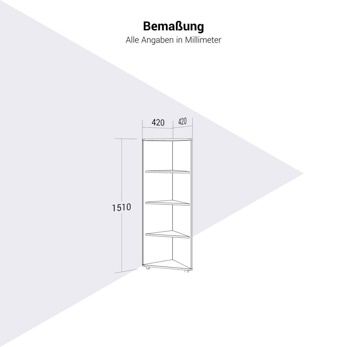 PRO Étagère d'angle | 4 oh, 420 x 1510 mm