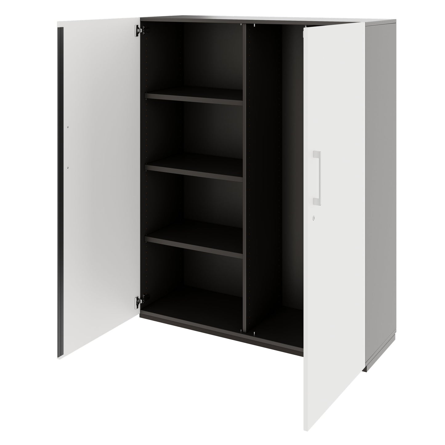 PRO Gabinetto di Cloakroom | 4 OH, 1200 x 1510 mm, con scaffale, chiusura morbida, grafite / bianco