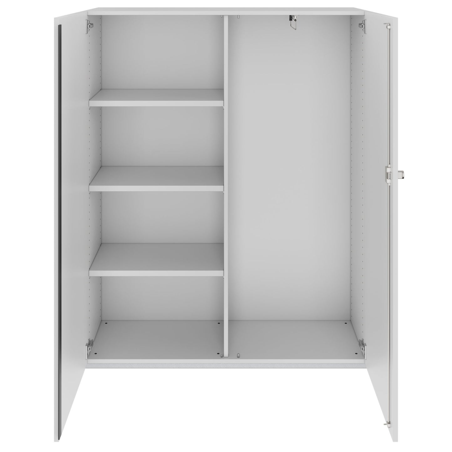 PRO Gabinetto di Cloakroom | 4 OH, 1200 x 1510 mm, con scaffale, morbido, grigio