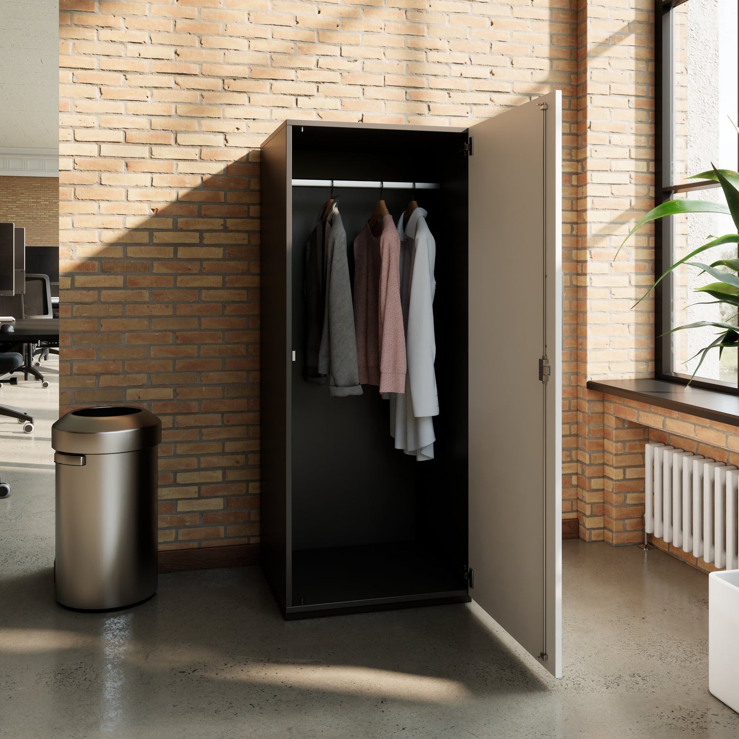 PRO Gabinetto di Cloakroom | 4 OH, 400 - 600 x 1510 mm, morbido -close, grafite / bianco