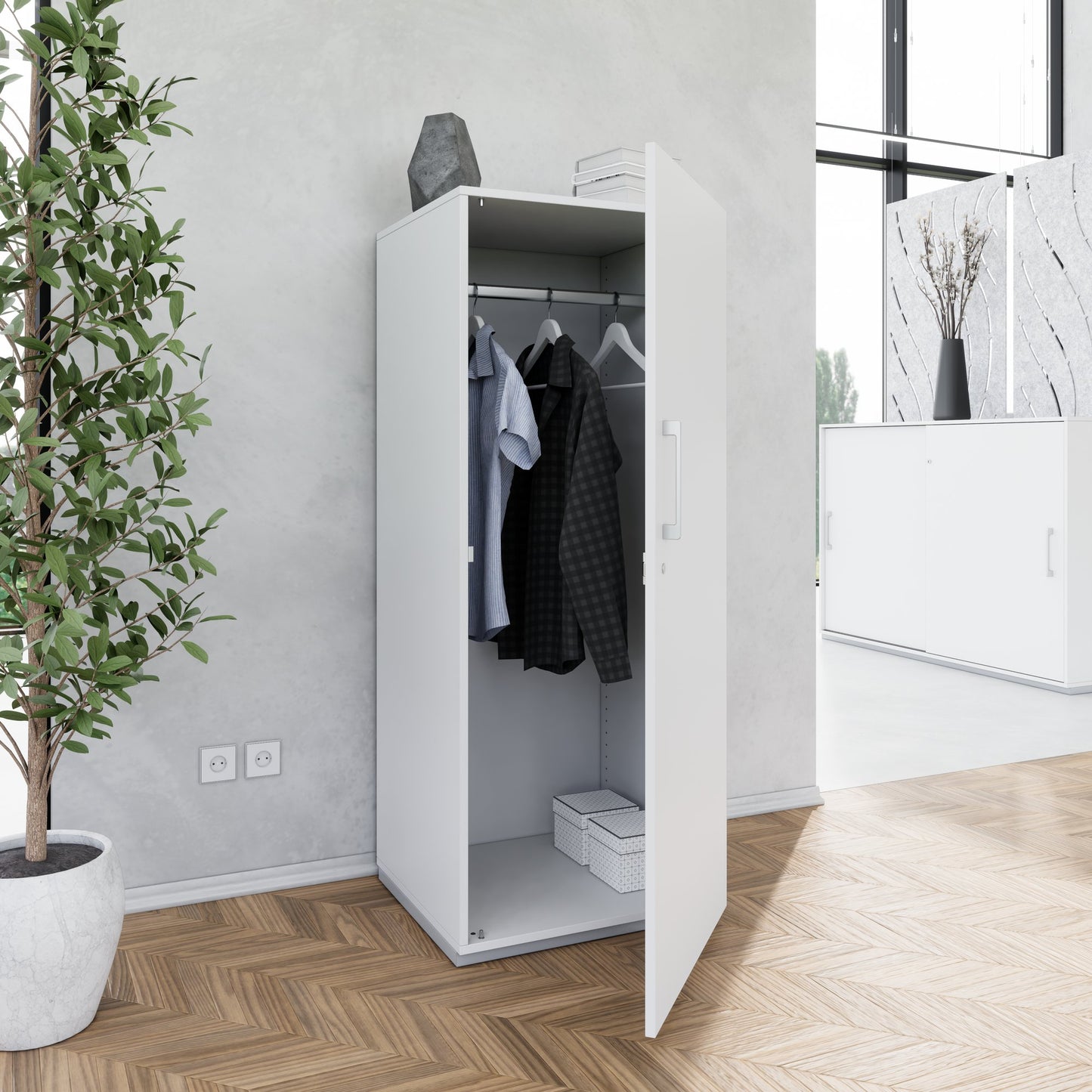 PRO Cloakroom cabinet | 4 Oh, 400 - 600 x 1510 mm, soft -close, gray