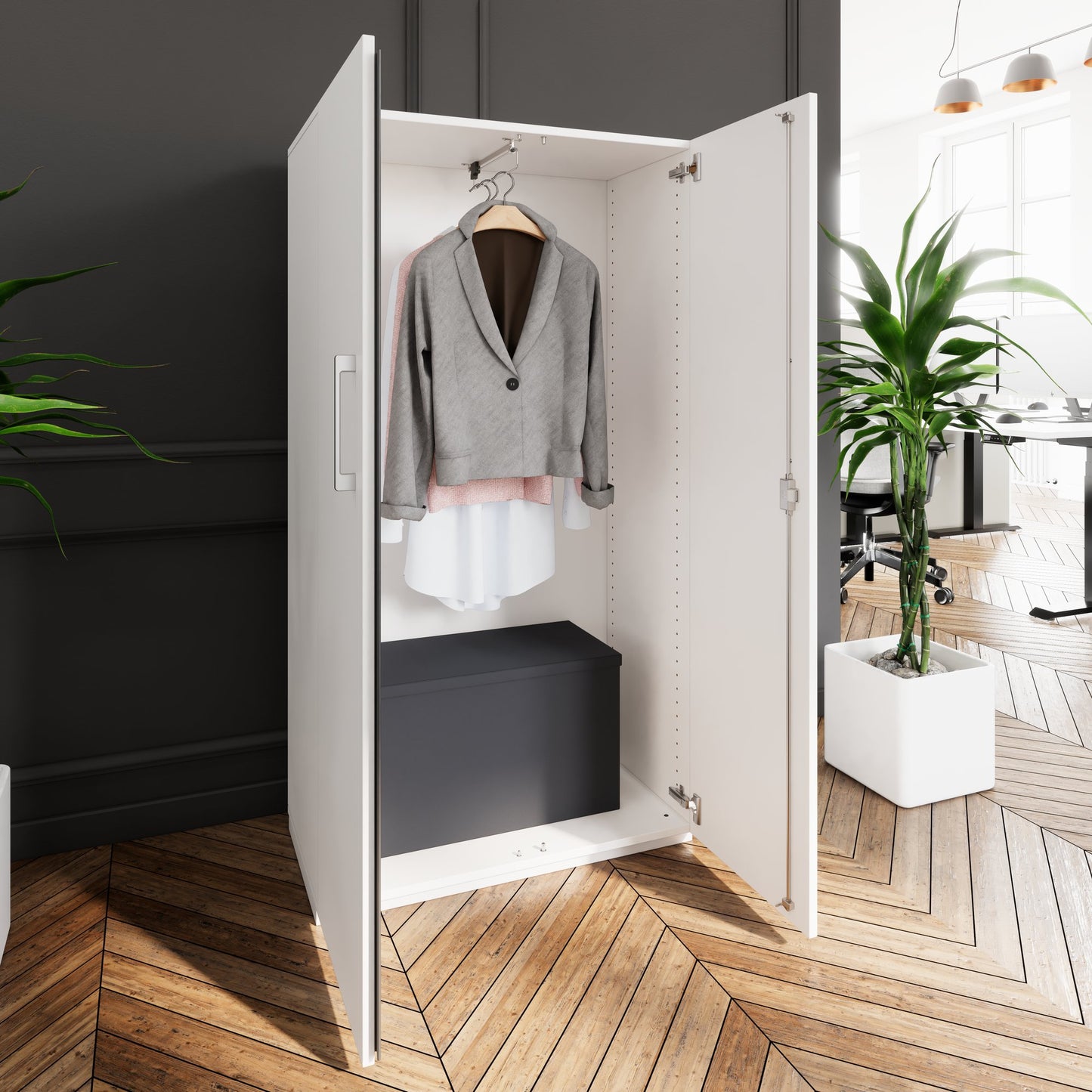 PRO Armoire vestiaire | 4 OH, 800 - 1000 x 1510 mm, fermeture douce, blanc