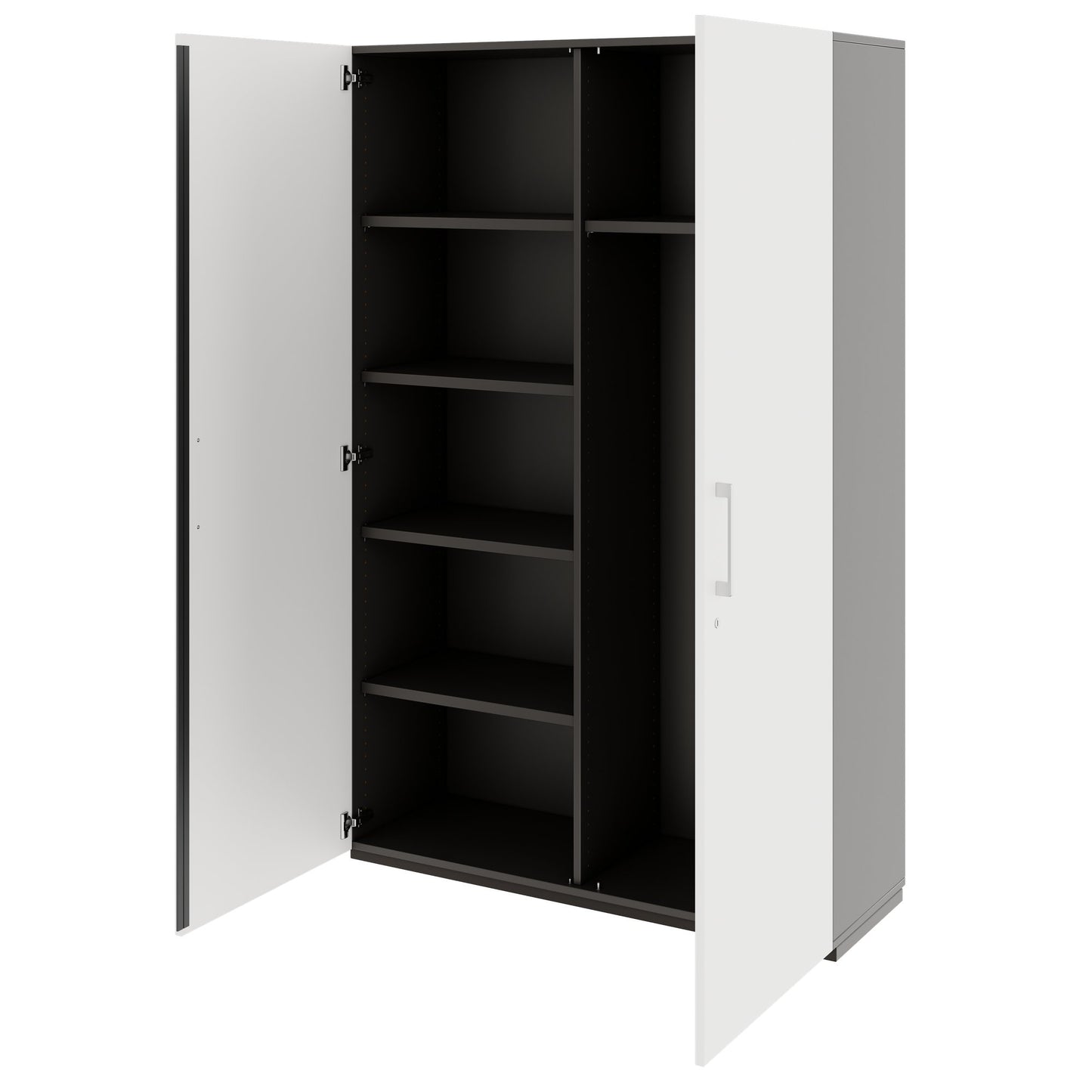 PRO Gabinetto di Cloakroom | 5 OH, 1200 x 1880 mm, con scaffale, morbido, grafite / bianco