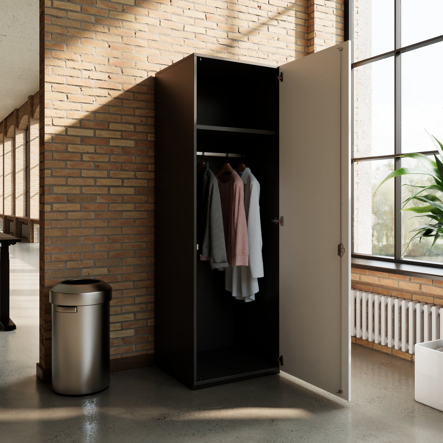 PRO Gabinetto di Cloakroom | 5 OH, 400 - 600 x 1880 mm, morbido -close, grafite / bianco
