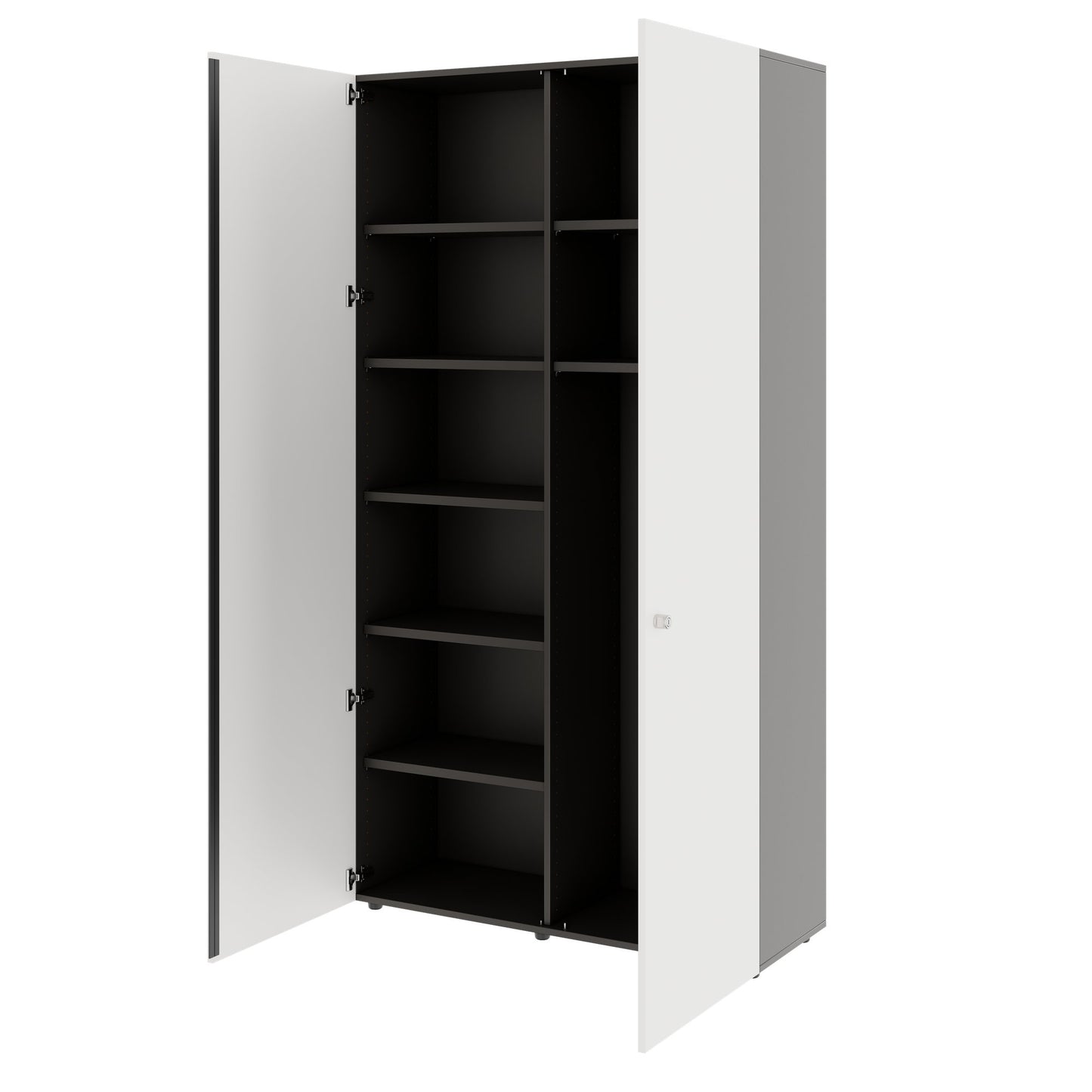 PRO Gabinetto di Cloakroom | 6 OH, 1200 x 2250 mm, con scaffale, chiusura morbida, grafite / bianco