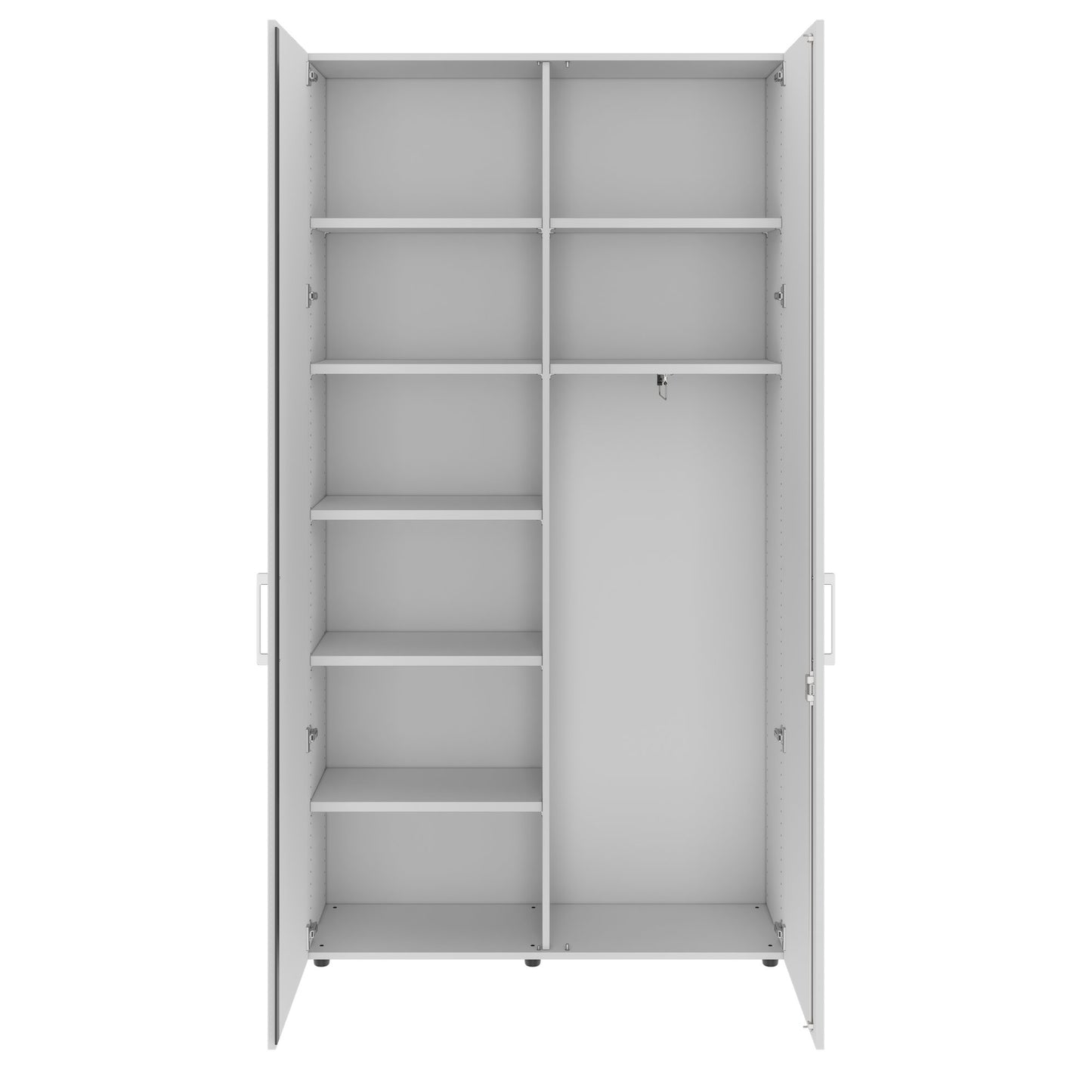 PRO Gabinetto di Cloakroom | 6 OH, 1200 x 2250 mm, con scaffale, morbido, grigio