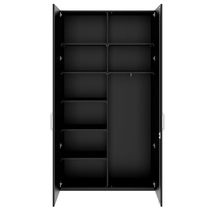 PRO Gabinetto di Cloakroom | 6 OH, 1200 x 2250 mm, con scaffale, morbido, nero
