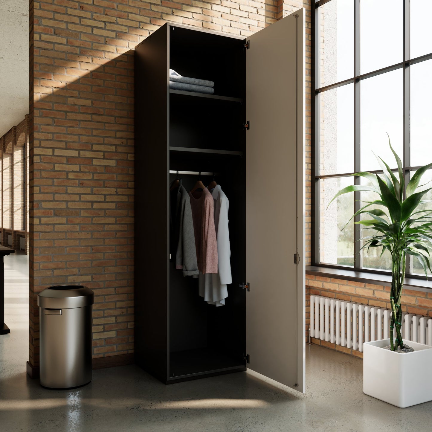 PRO Cloakroom cabinet | 6 Oh, 400 - 600 x 2250 mm, soft -close, graphite / white