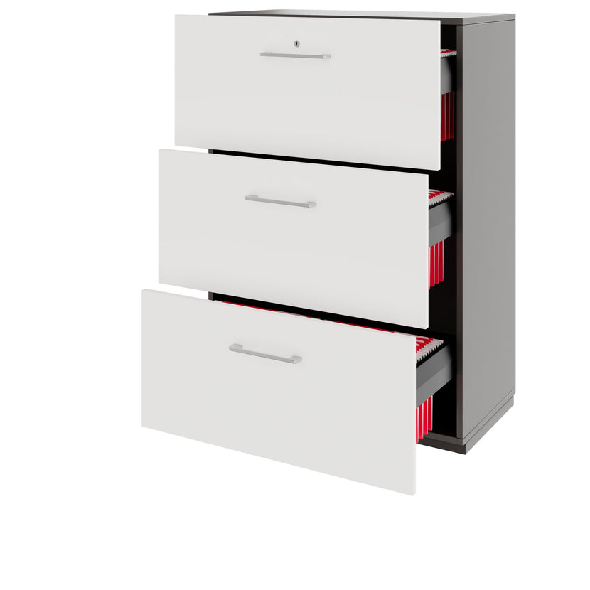 PRO Hängeregisterschrank | 3 OH, 800 x 1140 mm, verleimter Korpus, Graphit / Weiß