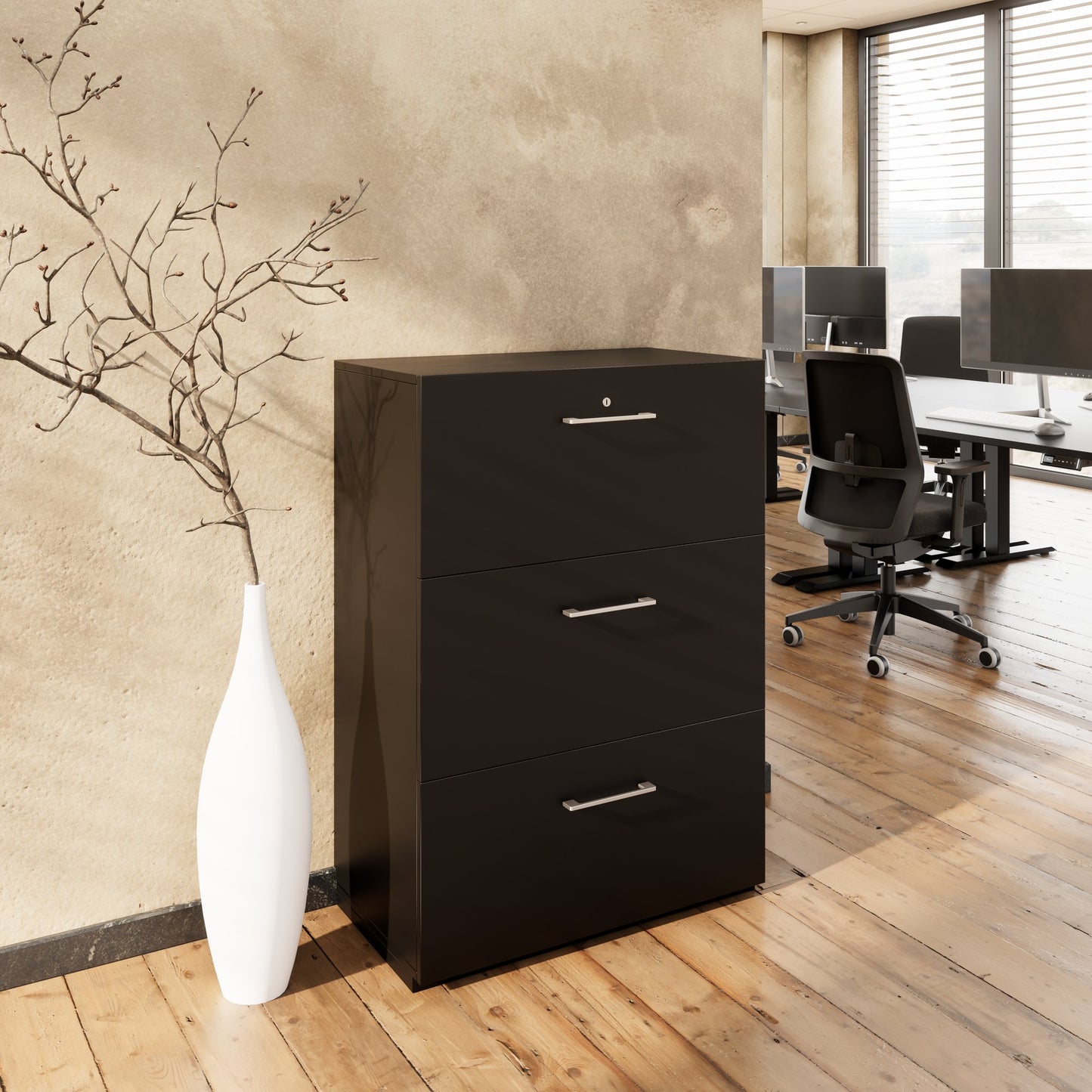 PRO Armoire de registre de garniture | 3 oh, 800 x 1140 mm, corpus collé, noir