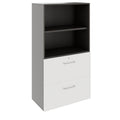 PRO Filing cabinet for suspension files | 4 OH, 800 x 1510 mm, bonded carcass, with shelf, Graphite / White - 1 Thumbnail Image