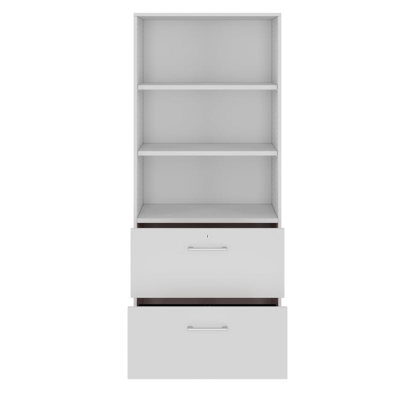 PRO Hängeregisterschrank | 5 OH, 800 x 1880 mm, verleimter Korpus, mit Regal, Grau