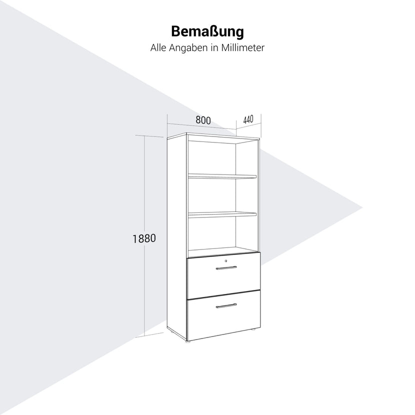PRO Topping register cabinet | 5 Oh, 800 x 1880 mm, glued corpus, with shelf, natural oak