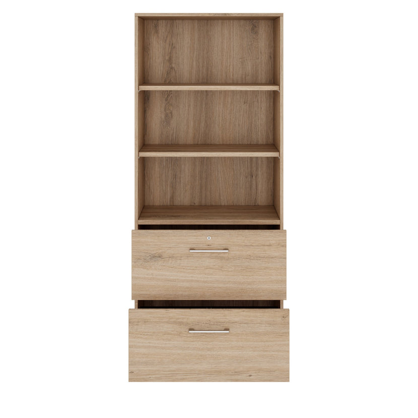 PRO Topping register cabinet | 5 Oh, 800 x 1880 mm, glued corpus, with shelf, natural oak